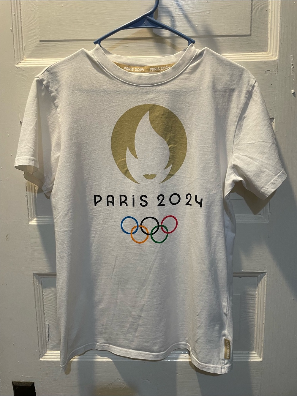 Paris 2024 Olympic Logo Tee - White with Gold & Multicolor Rings